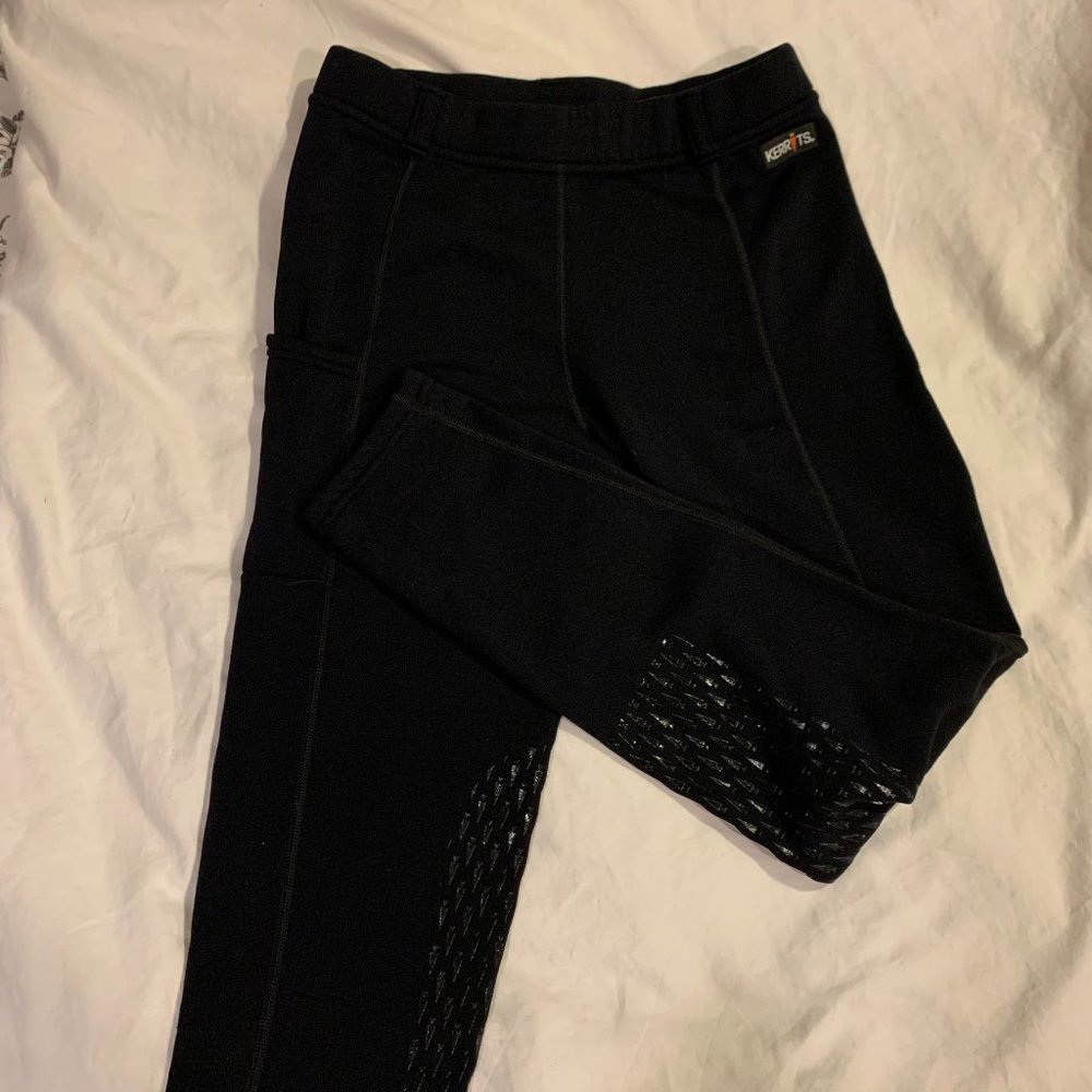 kerrits kids power stretch winter breeches - black, kids size XL